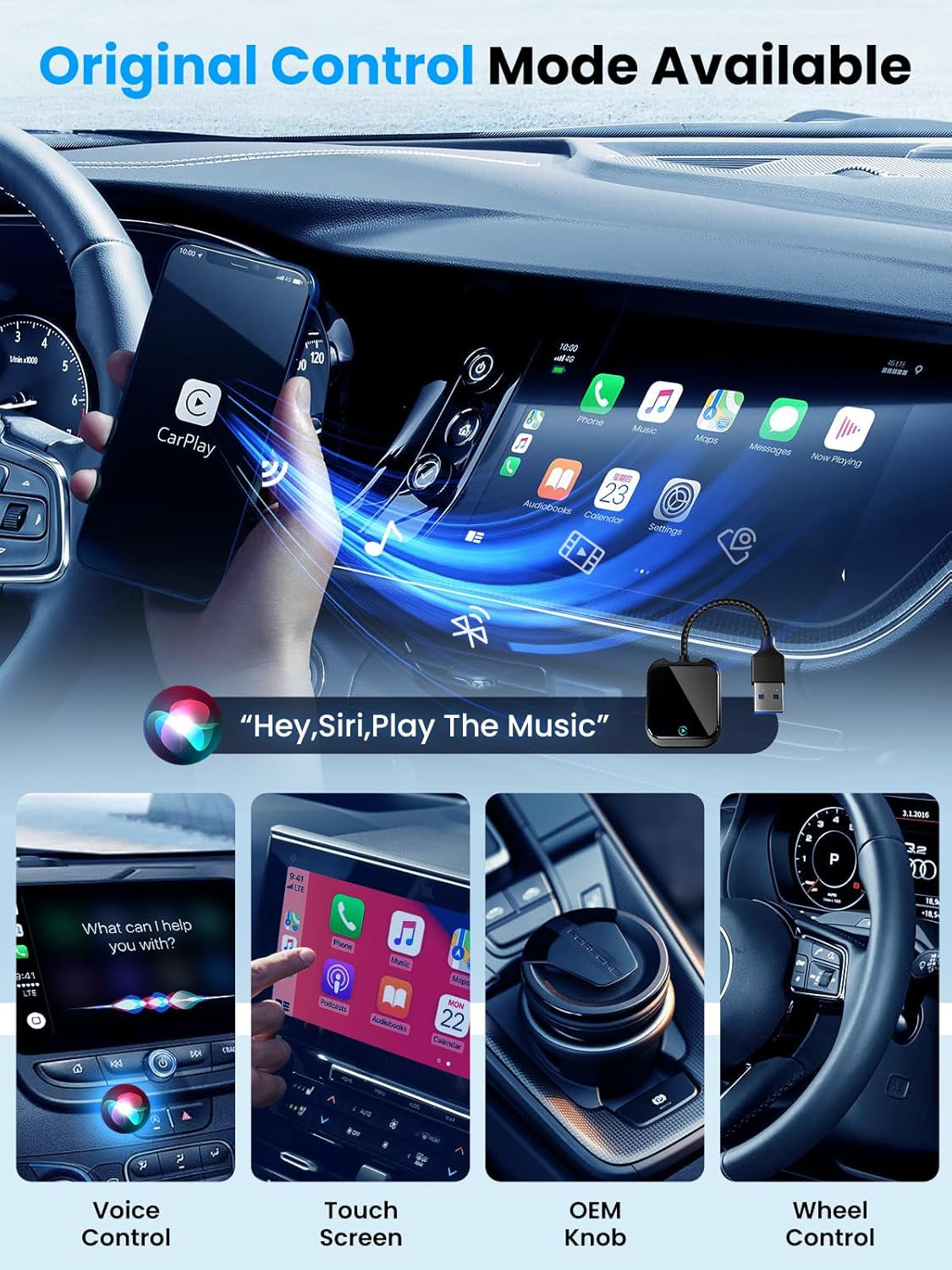 Wireless Carplay and Android Auto Adapter with Fast Stable 5Ghz Wifi Bluetooth, Wireless Carplay Adapter for Apple Applies to Cars after 2016 & Phone with Android11+/ Ios10+ & Usb-A/Type-C (Black)