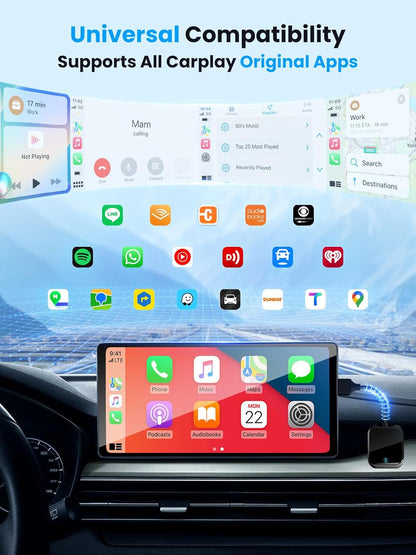 Wireless Carplay and Android Auto Adapter with Fast Stable 5Ghz Wifi Bluetooth, Wireless Carplay Adapter for Apple Applies to Cars after 2016 & Phone with Android11+/ Ios10+ & Usb-A/Type-C (Black)